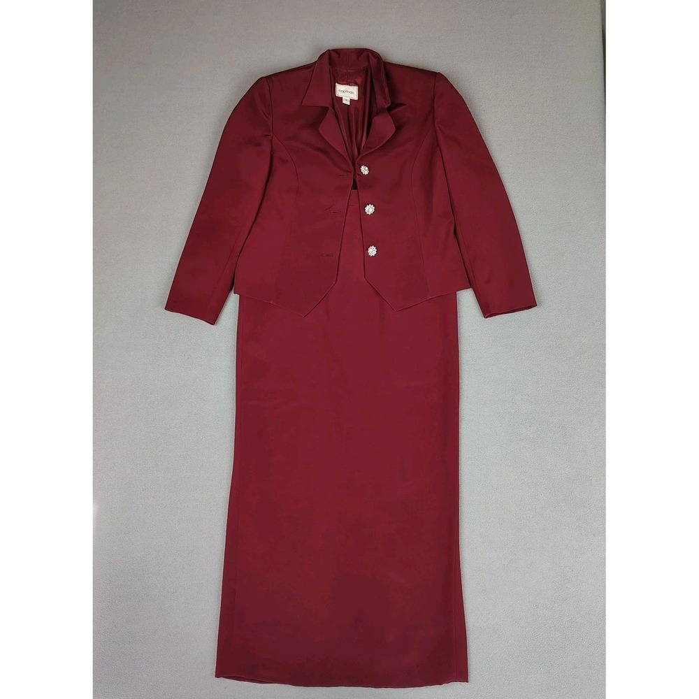 Vintage Capriccio 100% Silk Skirt Suit Set 6 Jacket 4 Skirt Merlot Maxi Classy